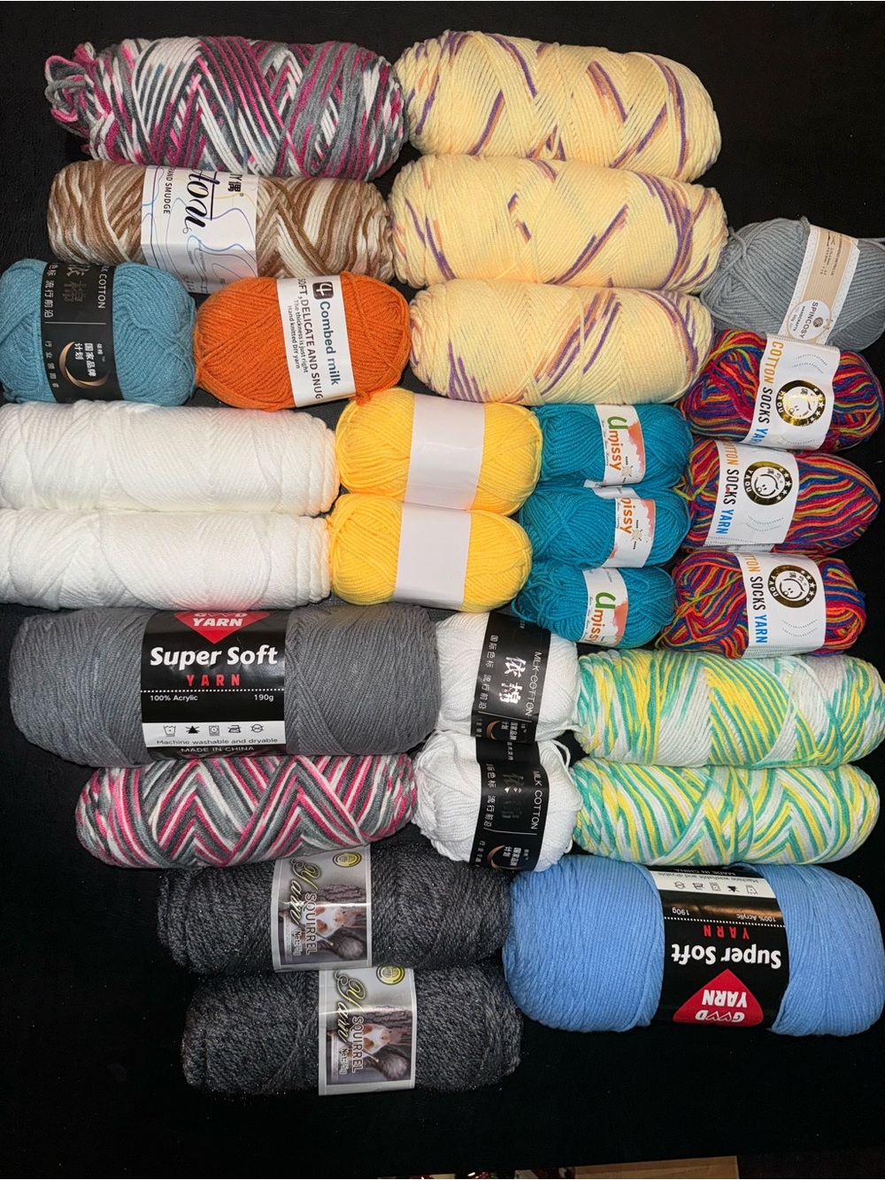 Yarn Lot of 28 skeins various sizes and styles all new lot #2